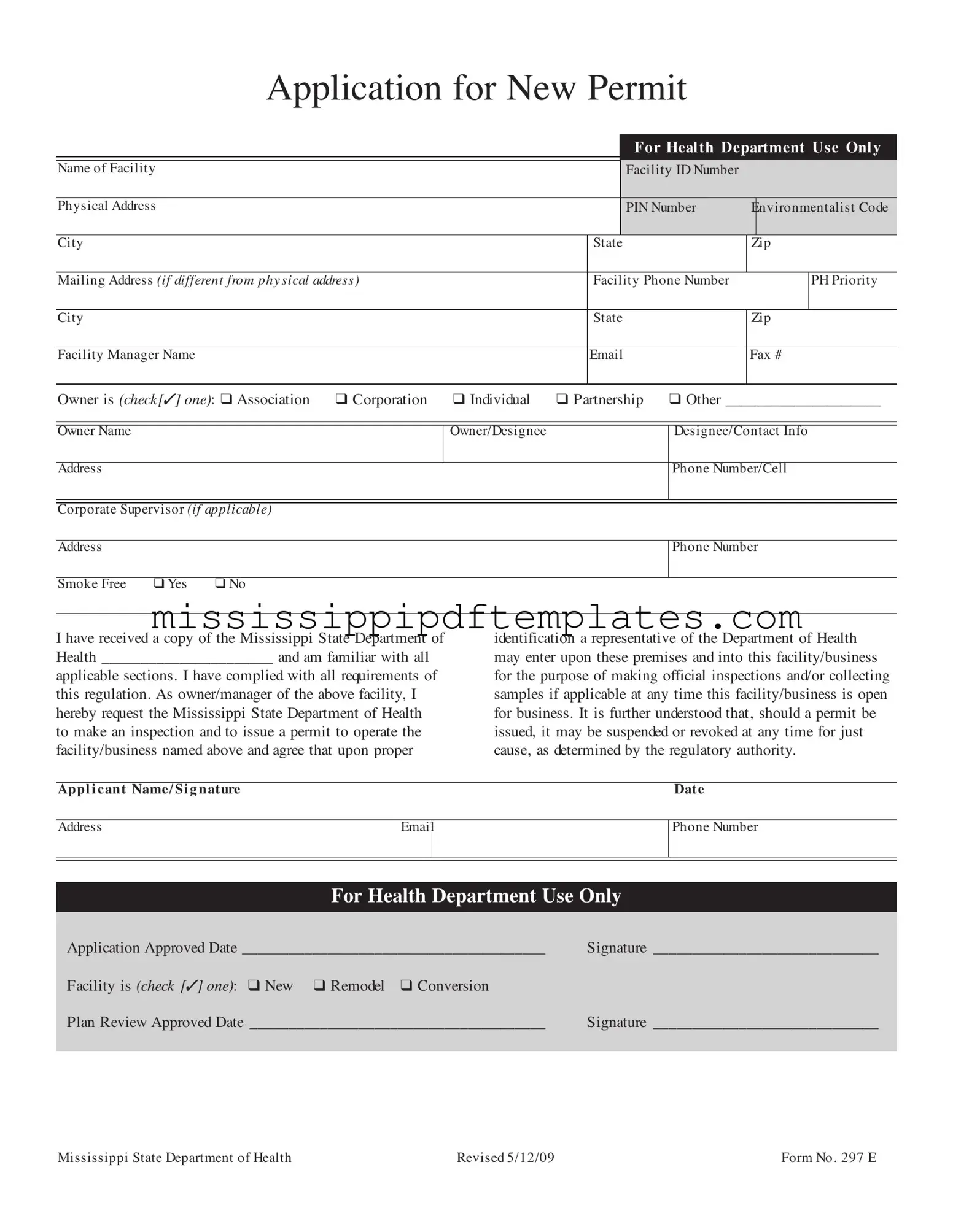 Fill in Your Mississippi 297 E Template