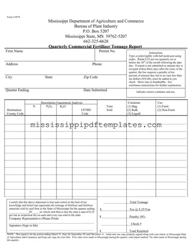 Fill in Your 0978 Mississippi Template