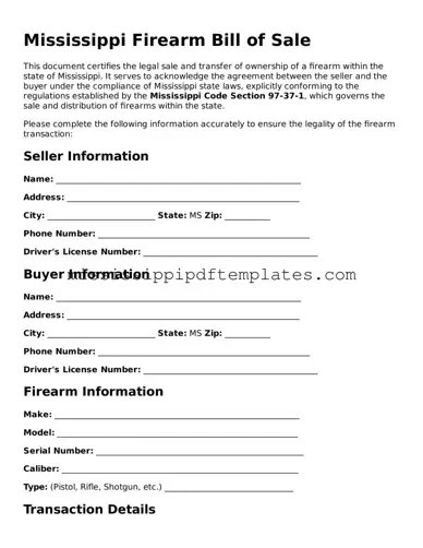 Attorney-Approved  Firearm Bill of Sale Template for Mississippi