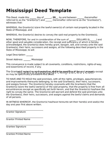 Attorney-Approved  Deed Template for Mississippi