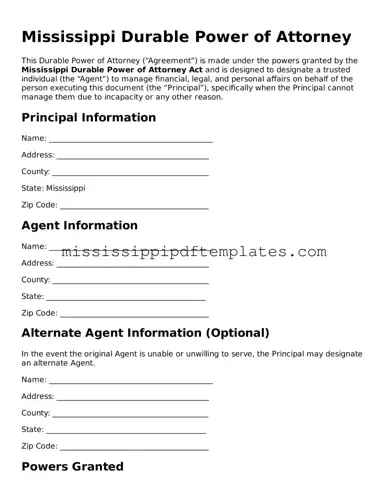Attorney-Approved  Durable Power of Attorney Template for Mississippi
